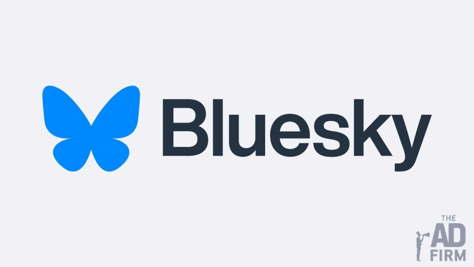 Bluesky logo featuring a blue butterfly icon and clean typography